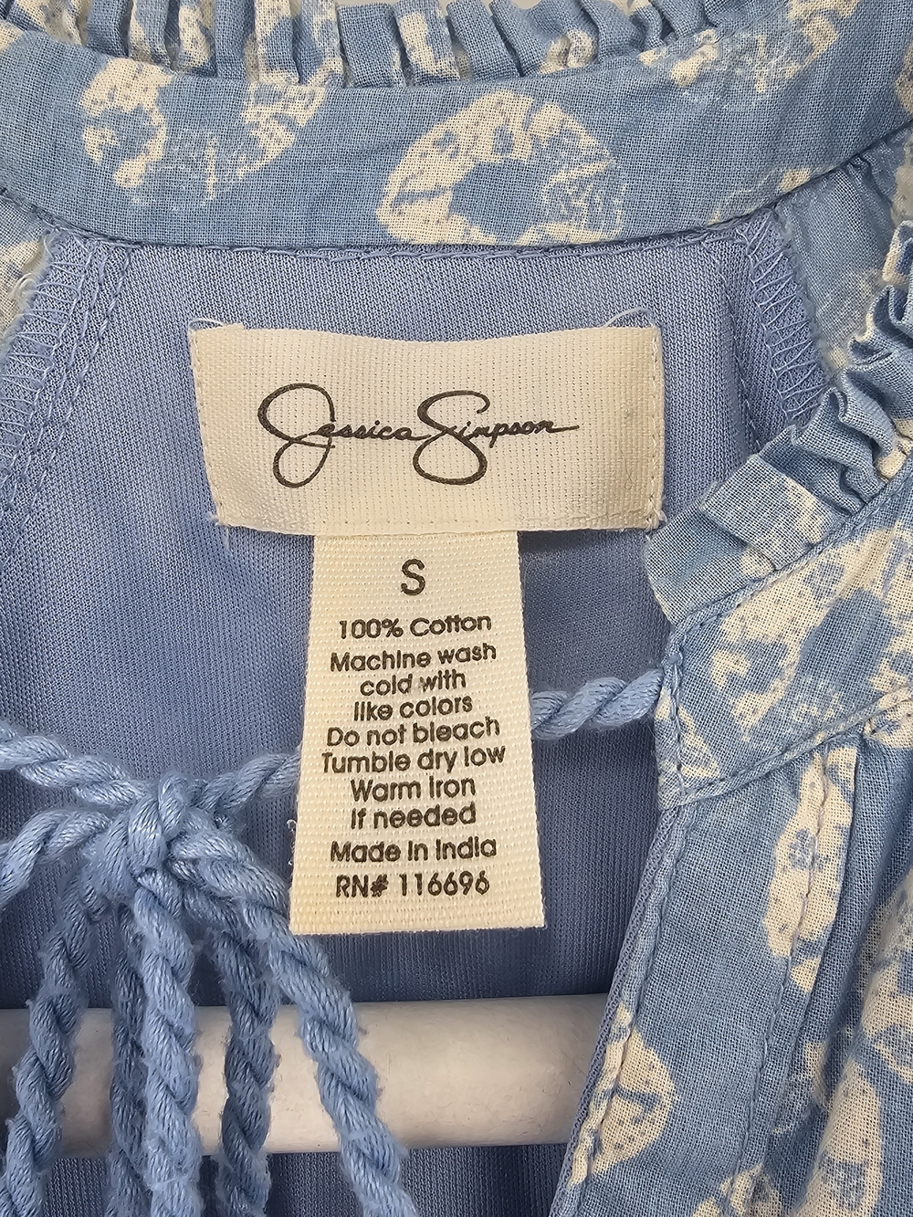 Jessica Simpson Blue Boho Tile Tiered Babydoll Mini Dress - Picture 2 of 4